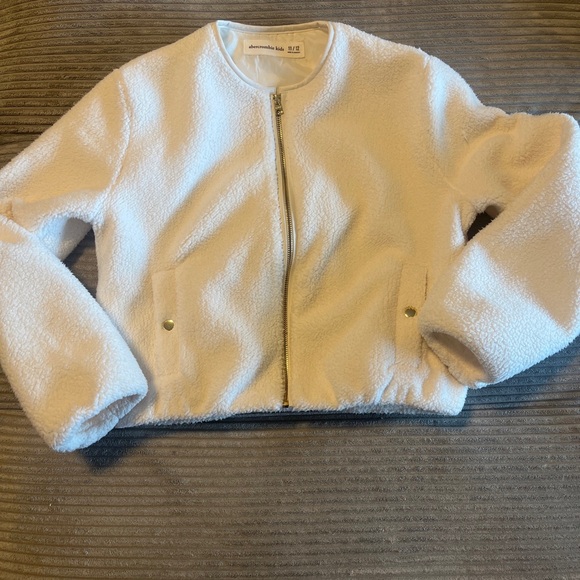 abercrombie kids Other - Abercrombie Fleece Sherpa Jacket Kids Girls 11/12 Cream Full Zip Lined Bomber